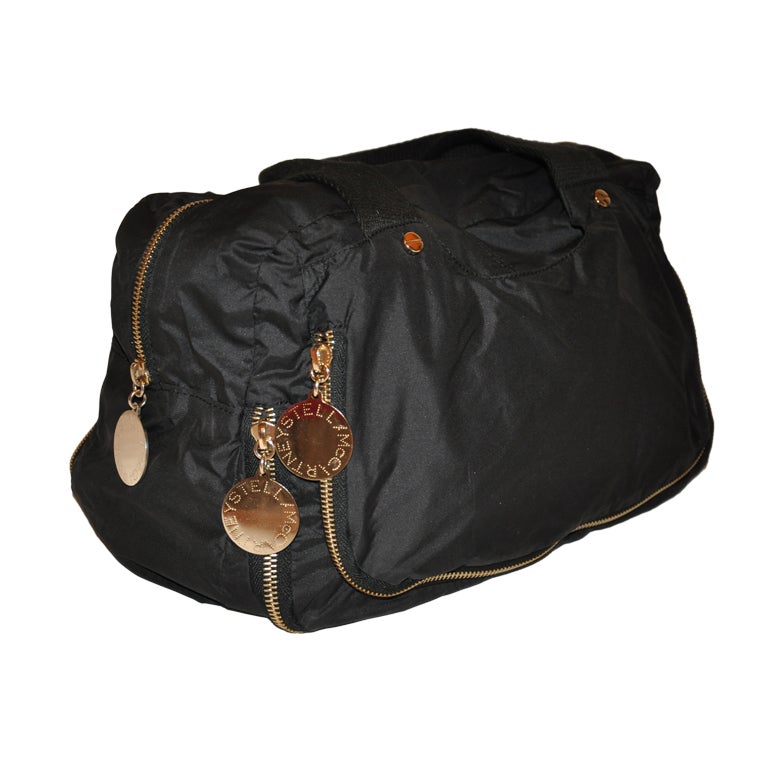 Stella McCartney black handbag with gold hardware For Sale