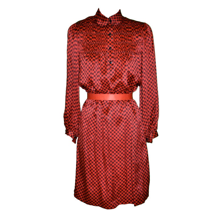 Geoffrey Beene checkered red and black dress For Sale