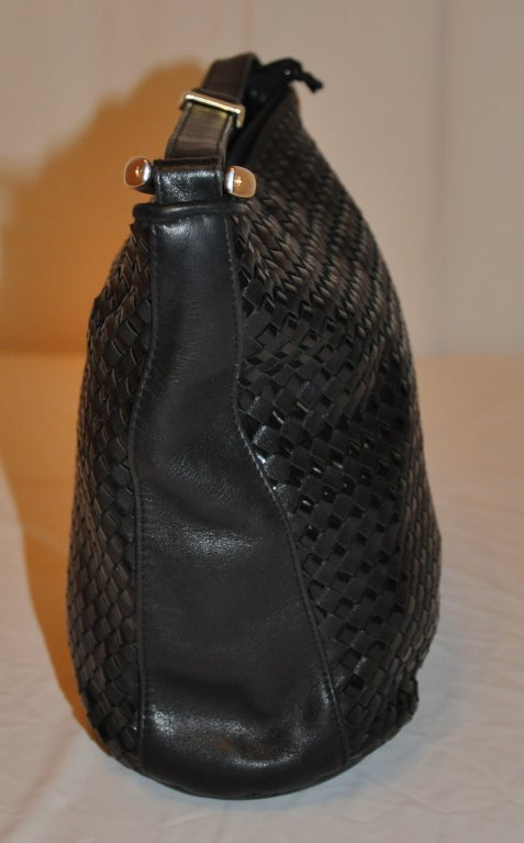 Black Woven lambskin with Patent Lambskin Leather Shoulder Bag For Sale