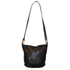 Woven lambskin with Patent Lambskin Leather Shoulder Bag