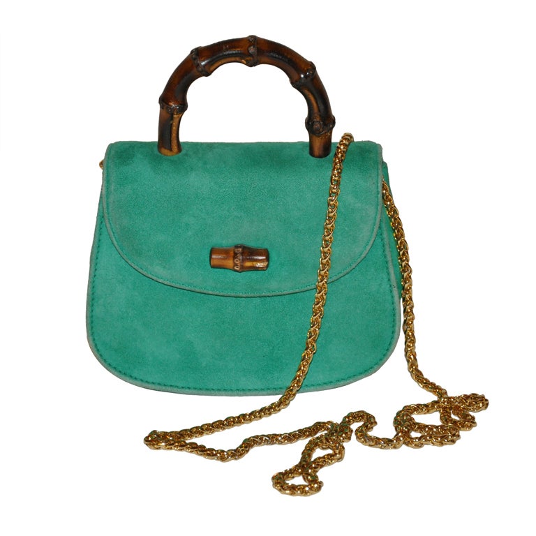 Gucci Mini suede handbag with bamboo