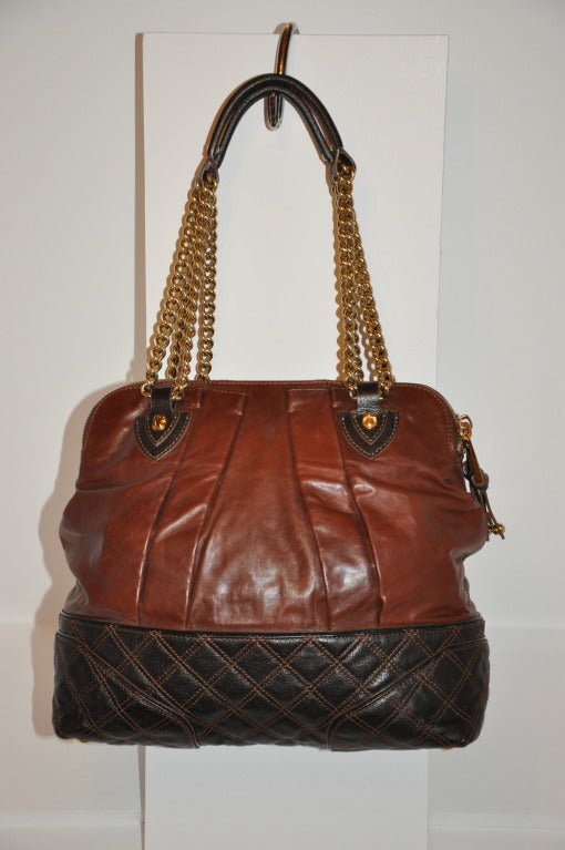 Marc Jacobs Coco Brown with Quilted Brown Leather Handbag For Sale at 1stdibs