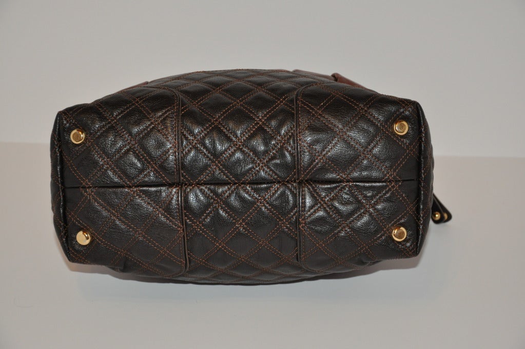 brown quilted handbag
