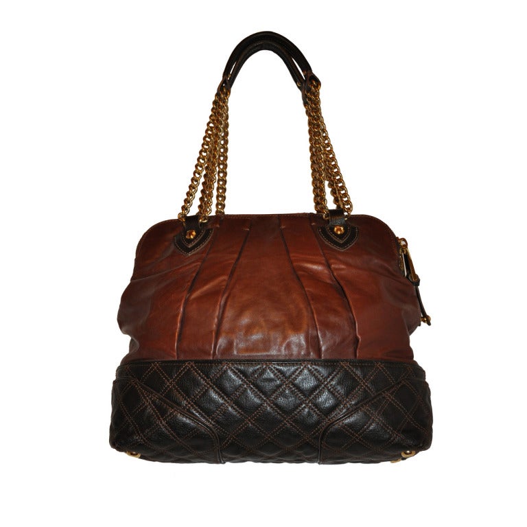 Marc Jacobs Coco Brown with Quilted Brown Leather Handbag For Sale at 1stdibs