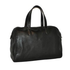 Nicole Farhi Black Textured Calfskin Travel Tote