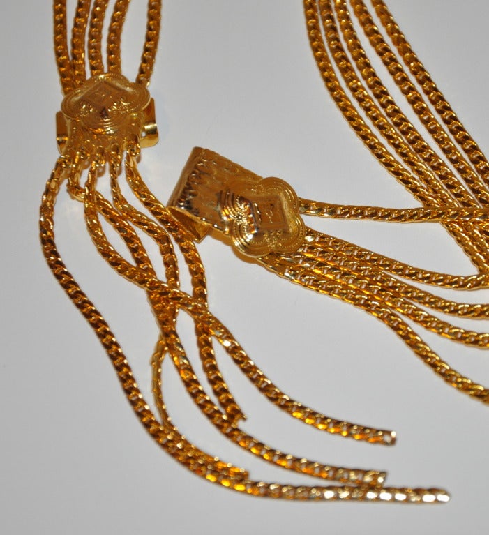 Christian Dior gilded gold hardware evening belt measures 30