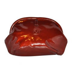 Vintage Ted Lapidus Burgundy-Bronze Patent Leather Clutch