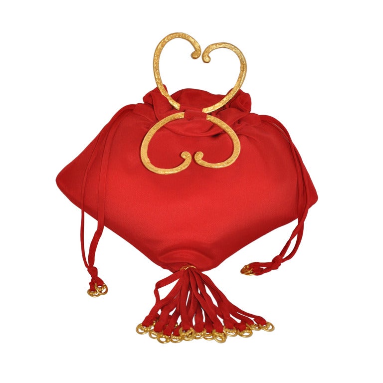 Bacich Sac de soirée « LOVE » rouge à cordon coulissant