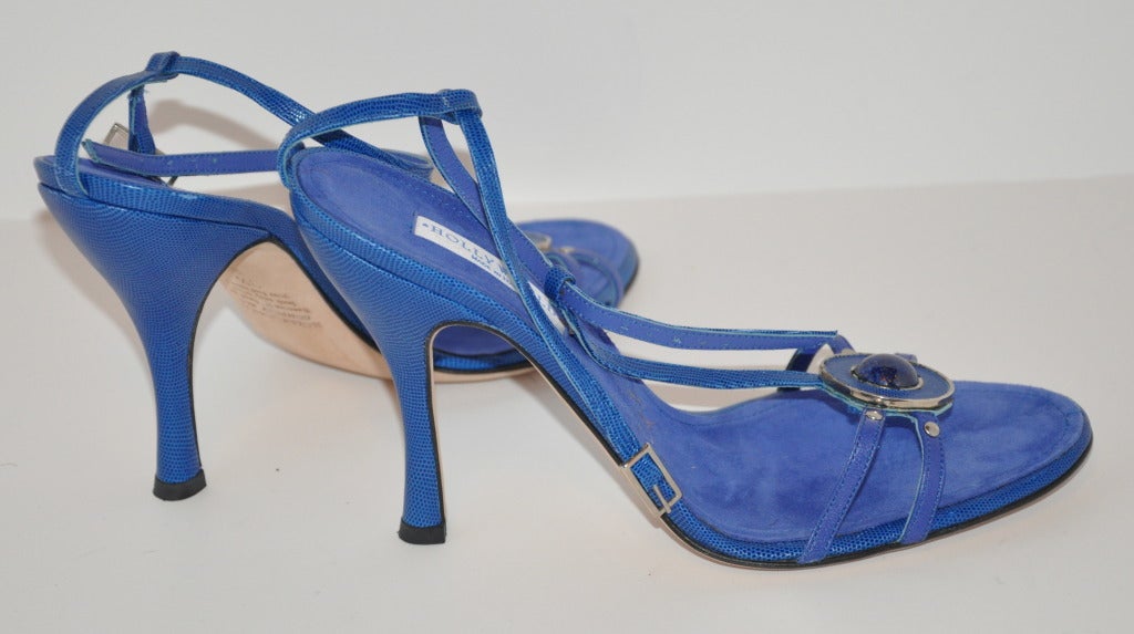 HOLLYWOOD Embossed Lizard Sandals In New Condition In New York, NY