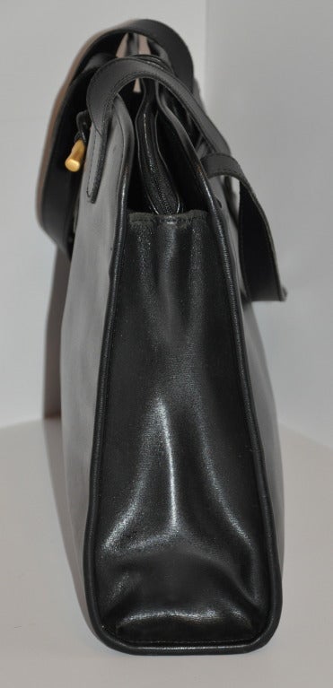 LONGCHAMP Black Calfskin Sectional Shoulder Bag at 1stDibs