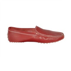 TOD's Buttery-Red Calfskin Driving Shoes
