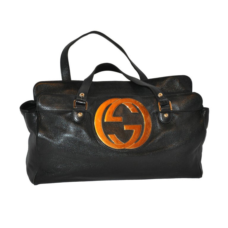 Gucci Large Emblem Leather Tote For Sale