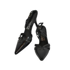 Vintage Ferragamo Black Mid-Heel Calfskin sandal