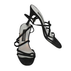 Retro Mario Valentino Black suede evening sandal