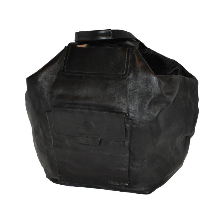 Jil Sander Huge Black Leather Tote For Sale at 1stDibs