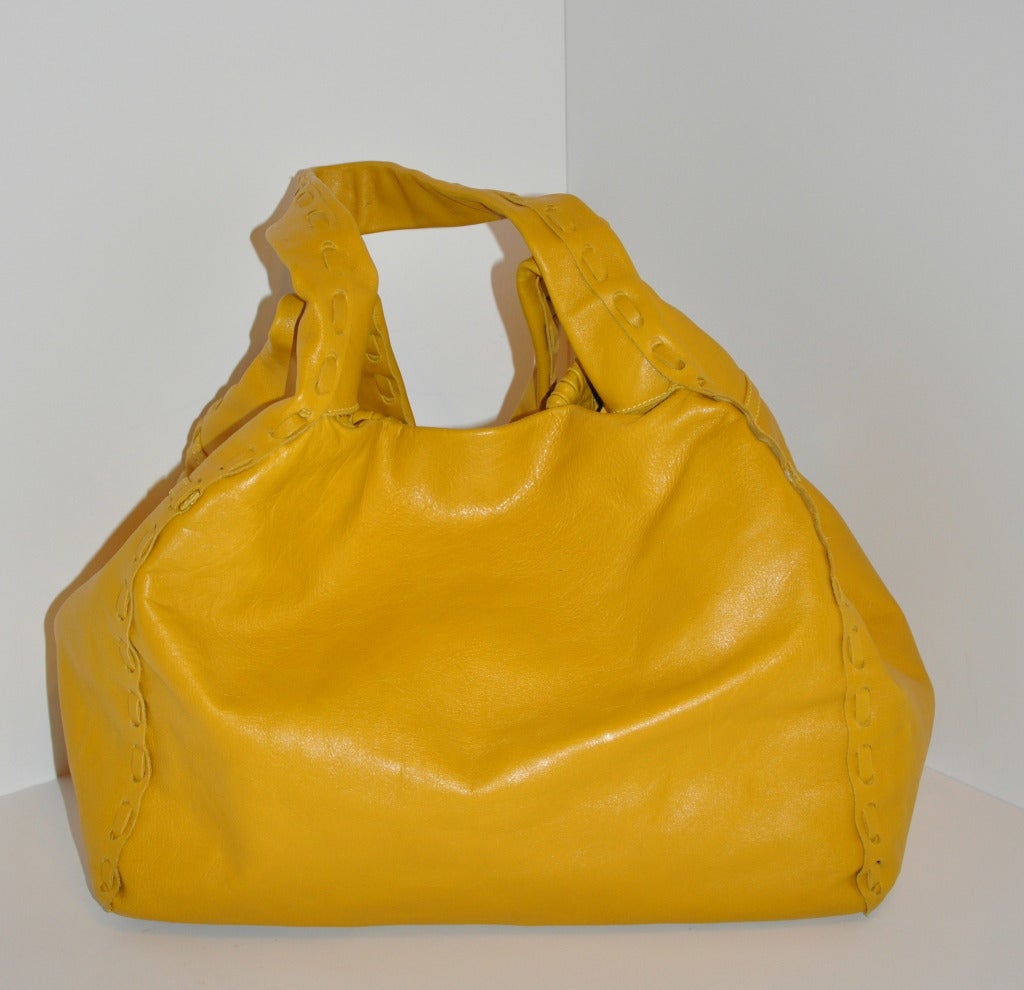 Jimmy Choo Banana-Yellow Huge Leather fringe Tote Bag For Sale at ...