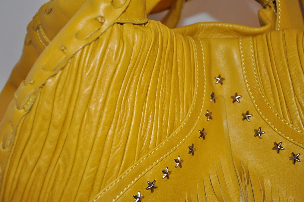 Women's Jimmy Choo Banana-Yellow Huge Leather fringe Tote Bag For Sale