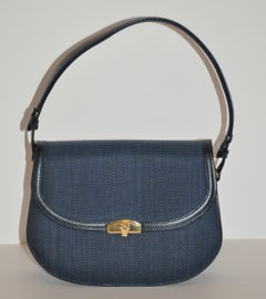 Elegance Classic Navy Horse-Hair Handbag