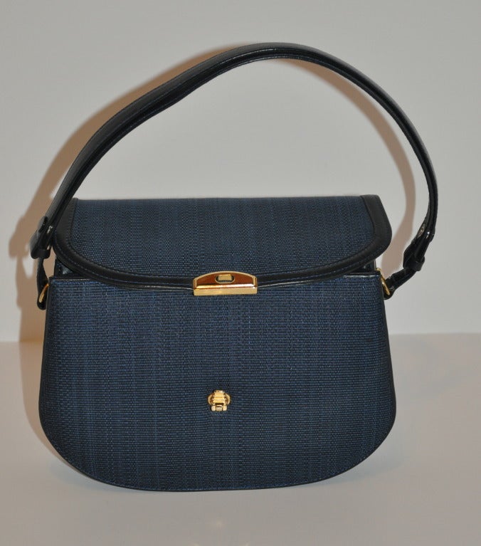 Women's Elegance Classic Navy Horse-Hair Handbag