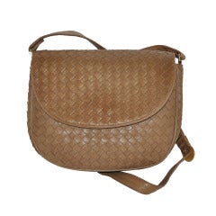 Bottega Veneta Taupe Woven Lambskin Shoulder Bag 9