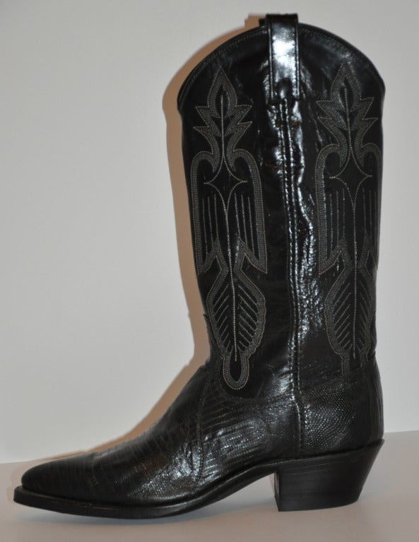 Women's Dan Post Black Leather Cowboy Boots