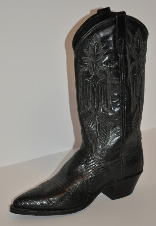 Dan Post Black Leather Cowboy Boots 1
