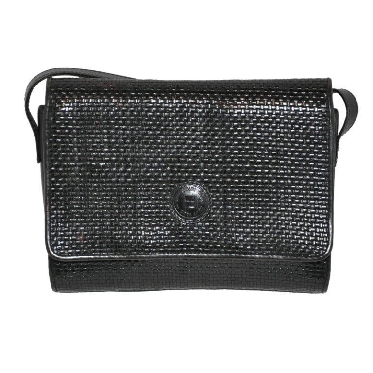 Fendi Black Woven Calfskin Shoulder bag For Sale