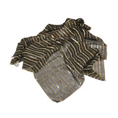 Christian Dior Gold & Black Chiffon and Lame Scarf 11