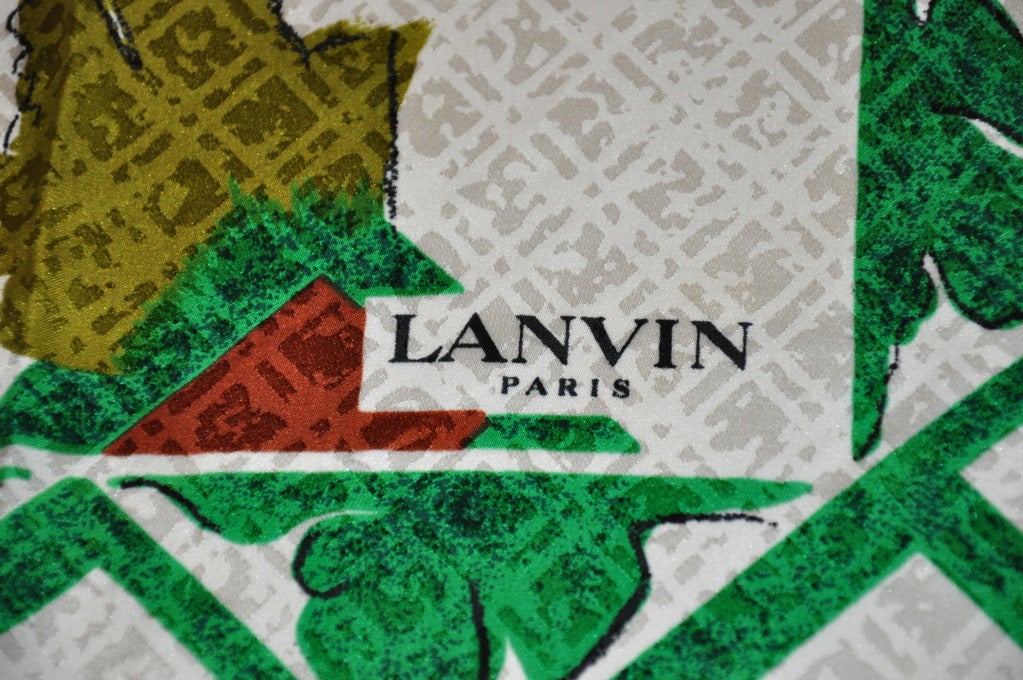 Lanvin crepe de chine floral print scarf measures 33 1/2