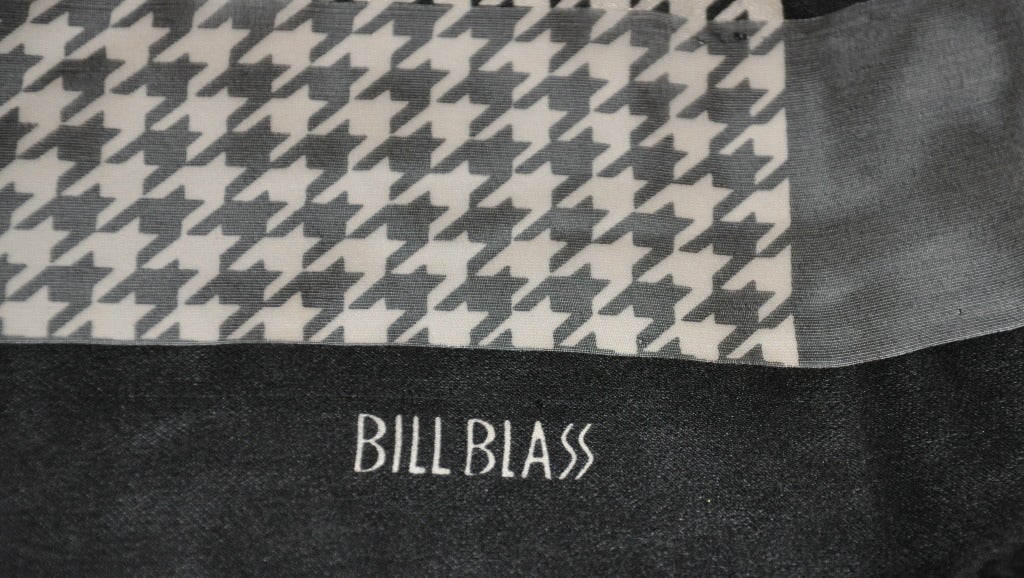 Bill Blass black & white with floral print silk scarf measures 30 1/2