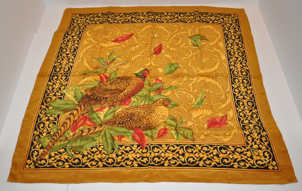 "Bufanda de Crepe de Chine de Seda "Pleasant & Fowl en venta