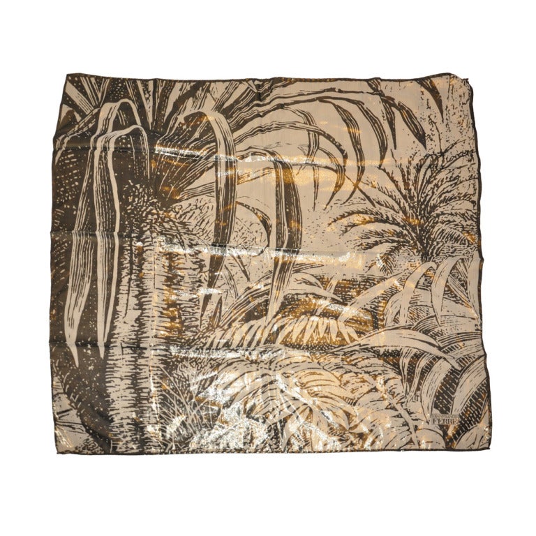 Gianfranco Ferre Metallic Bronze & Gold Lame "Jungle" Scarf For Sale