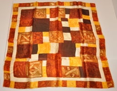 Shades of Browns Block-Print Silk Scarf Shades of Browns Block-Print Silk Scarf