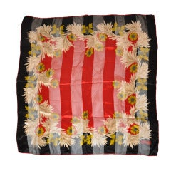 Retro Lanvin Silk & Silk Chiffon Floral Print Scarf