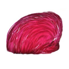 Vintage Rare Jack McConnell Bold Fuchsia Feather & Rhinestone Cloche