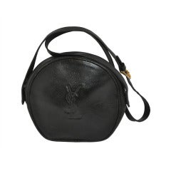 Vintage Yves Saint Laurent Black Textured Calfskin Shoulder Bag