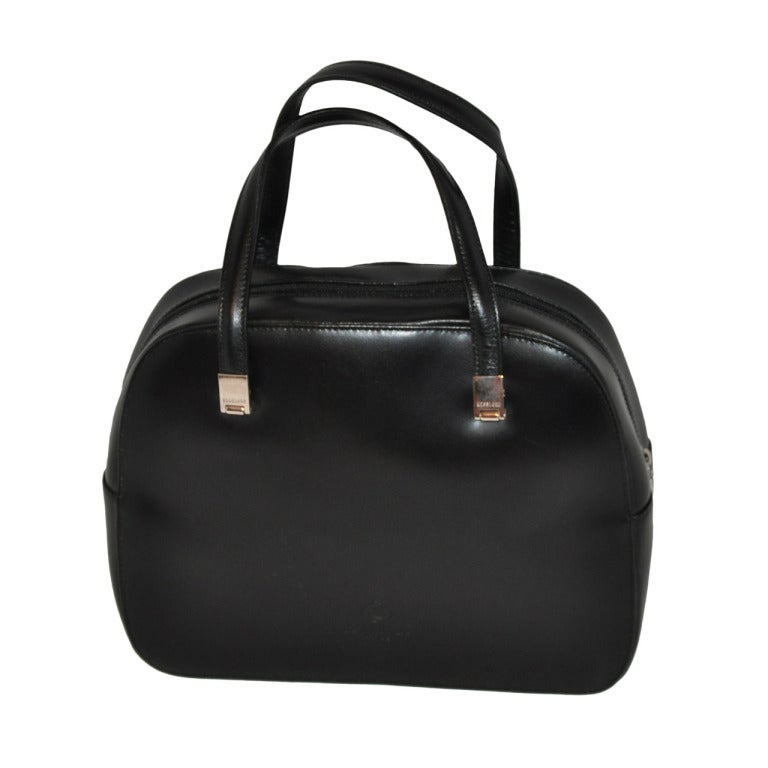 KessLord Black Calfskin Double-Handle Handbag