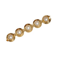 Vintage Yves Saint Laurent Gilded Gold with Pearl Bracelet