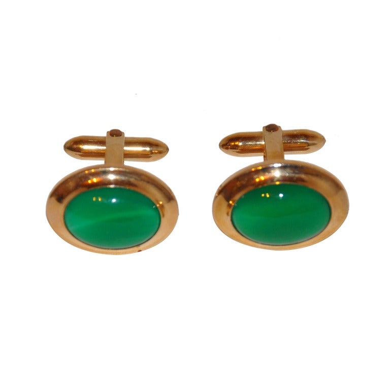 John Alden 12K with Cabochon Cuff Links For Sale