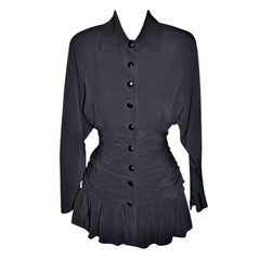 Schwarze geraffte Bluse von Jean-Louis Scherrer