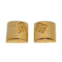 Vintage Givenchy Gilded Gold Signature Logo Earrings