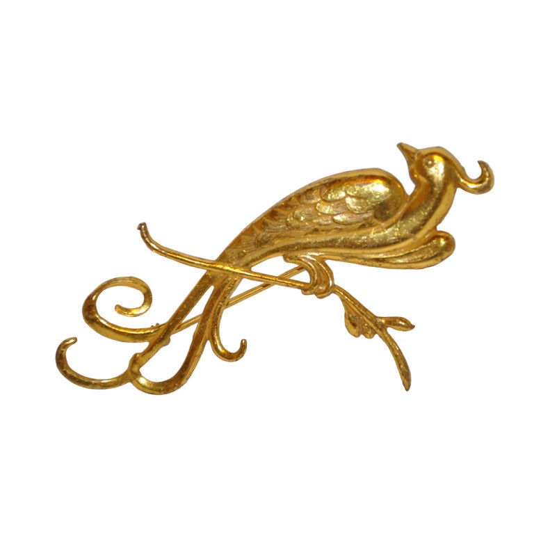 Miriam Haskell Gilded Gold "Phoenix" Brooch