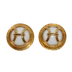 Donald Stannard Gilded Gold and White Ear Clips