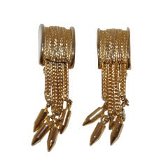 Gilded Gold Chain-Link & Arrow Earrings