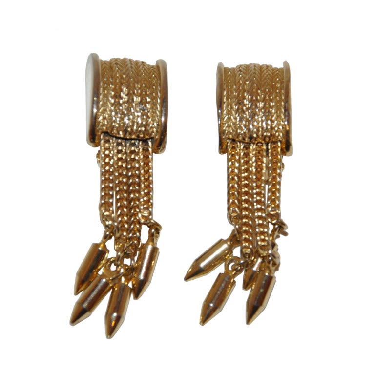 Pendientes de cadena de eslabones y flecha de oro dorado en venta