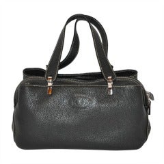 TOD's Textured Black Leather Three Compartment Handbag