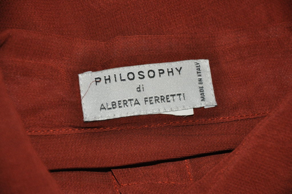 Alberta Ferretti sheer brick colored blouse For Sale at 1stDibs | brick ...