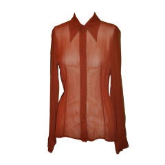 Vintage Alberta Ferretti sheer brick colored blouse