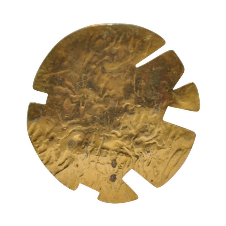 Mary McFadden Huge Gilded Gold Pendant For Sale