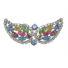 "Set of Wings" Silver with Multi-colored Rhinestones Pendant